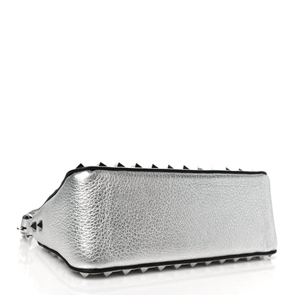 Valentino Garavani Metallic Pebbled Calfskin Small Rockstud Flip Lock Shoulder Bag Silver 4 of 9
