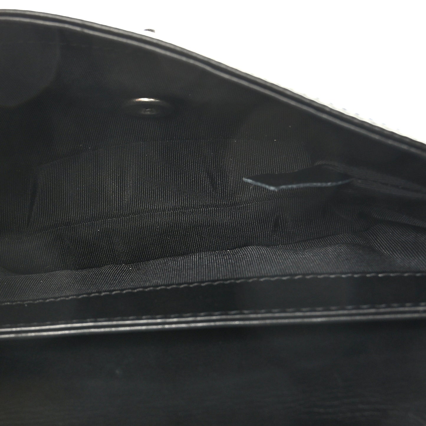 Calfskin Studded Chevron Quilted Flap Black