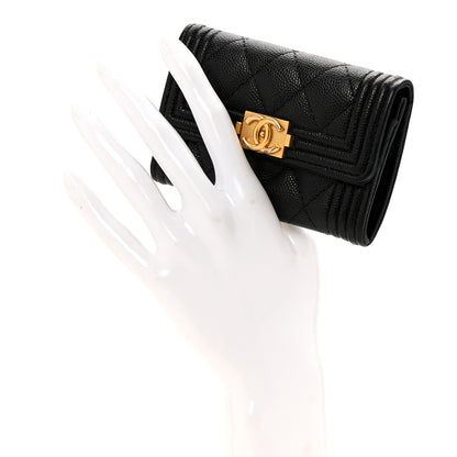 Chanel Caviar Quilted Boy Flap Card Holder Black 2 of 10