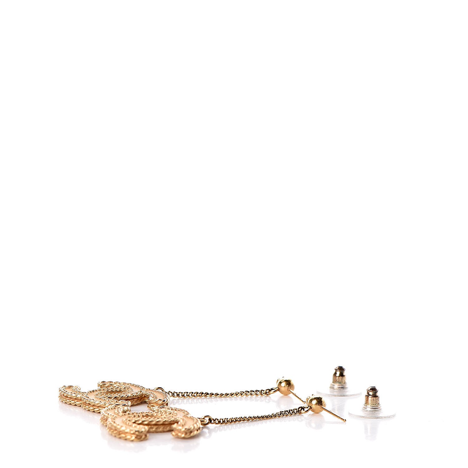 Chanel CC Drop Earrings Matte Gold 3 of 3