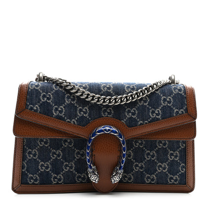 Gucci New Denim GG Monogram Dollar Calfskin Enamel Small Dionysus Shoulder Bag Blue Tea Cuir Epilog Electric Blue 1 of 11