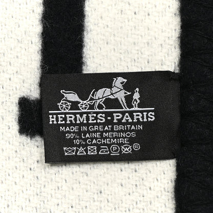 Hermes Wool Cashmere Avalon III Blanket Ecru Black 3 of 3