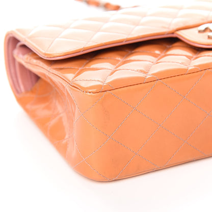 Chanel Patent Quilted Medium Double Flap Orange 10 of 16