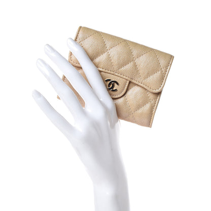 Chanel Iridescent Caviar Quilted Flap Card Holder Wallet Beige 2 of 8