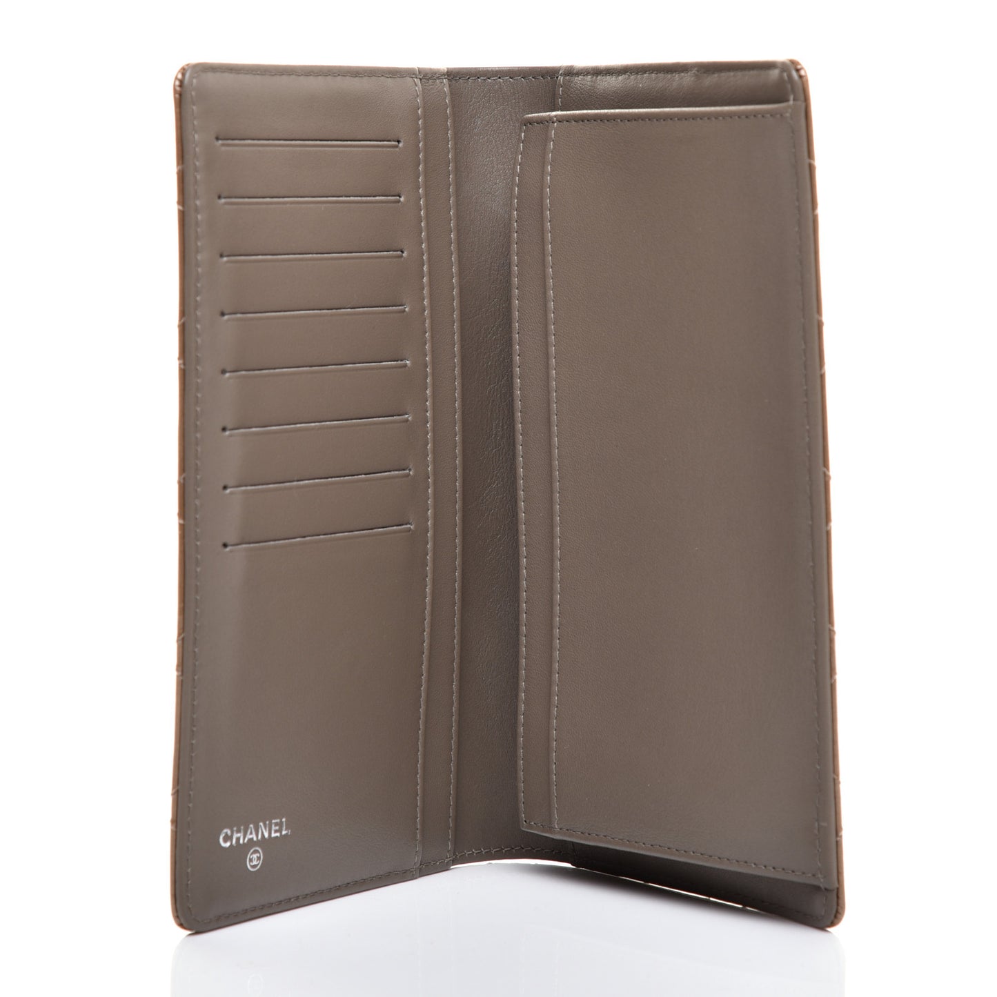Patent Quilted Brilliant Yen Wallet Khaki