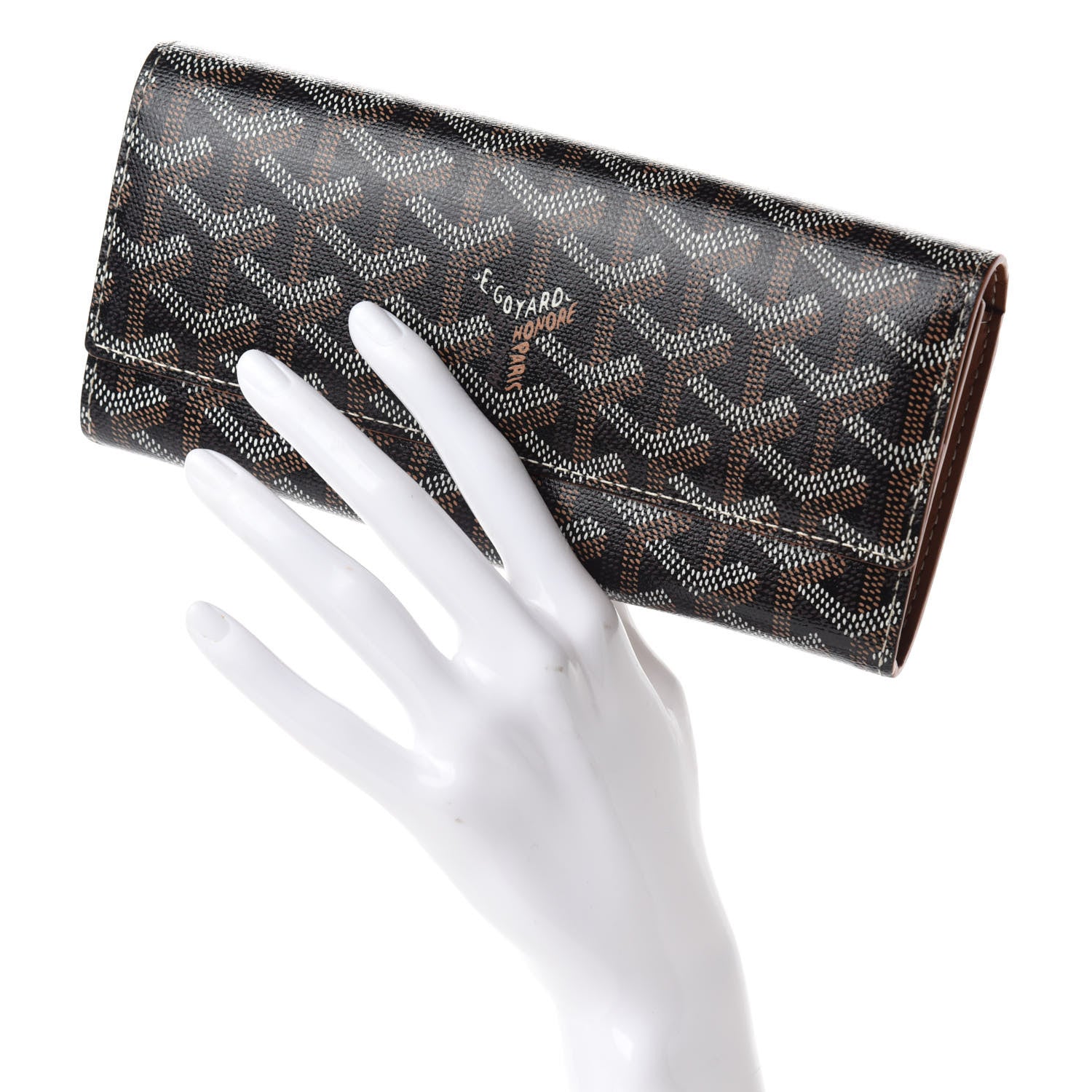Goyard Goyardine Varenne Long Wallet Black Gold 2 of 7