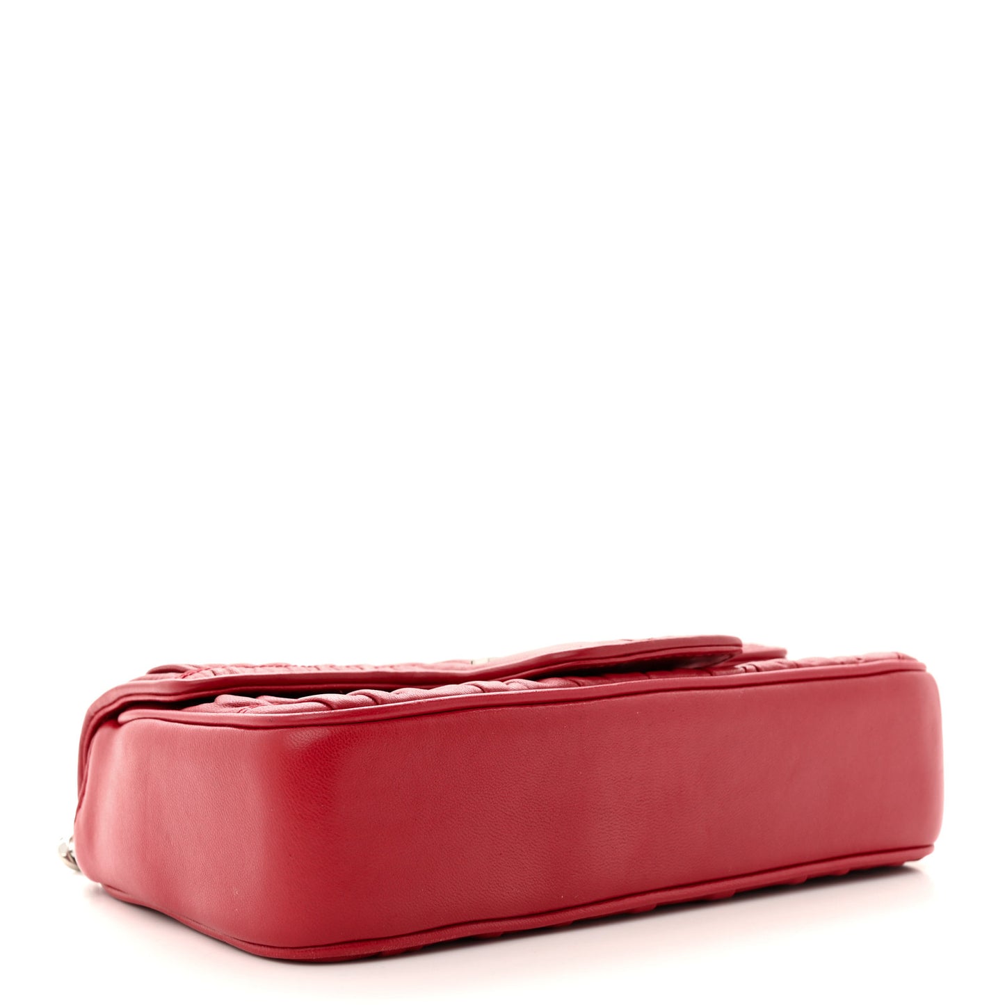 Nappa Gaufre Small Chain Flap Shoulder Bag Fuoco