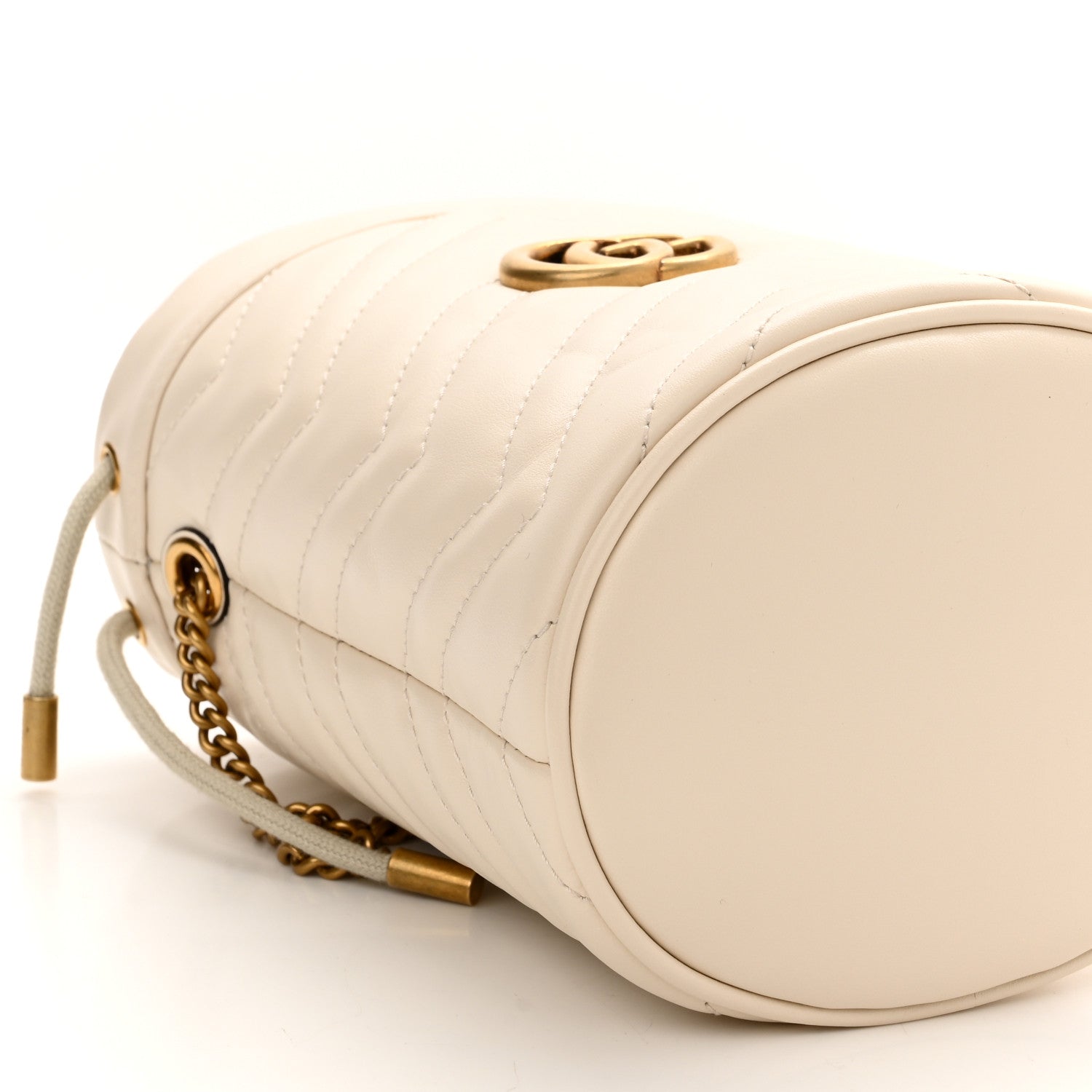 Gucci Calfskin Matelasse Mini GG Marmont 2.0 Bucket Bag White 9 of 11