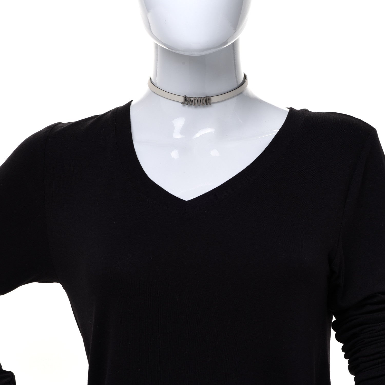 Christian Dior Calfskin J'Adior Logo Choker Necklace White 2 of 5
