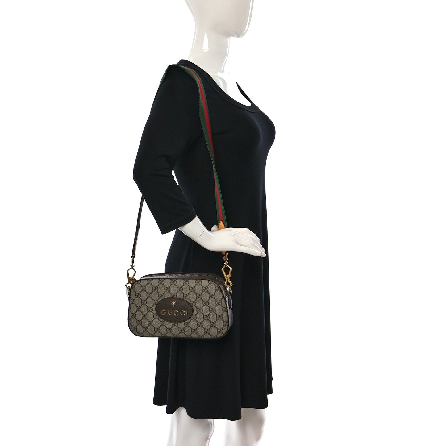 GG Supreme Monogram Web Neo Vintage Shoulder Bag Beige New Acero Crop