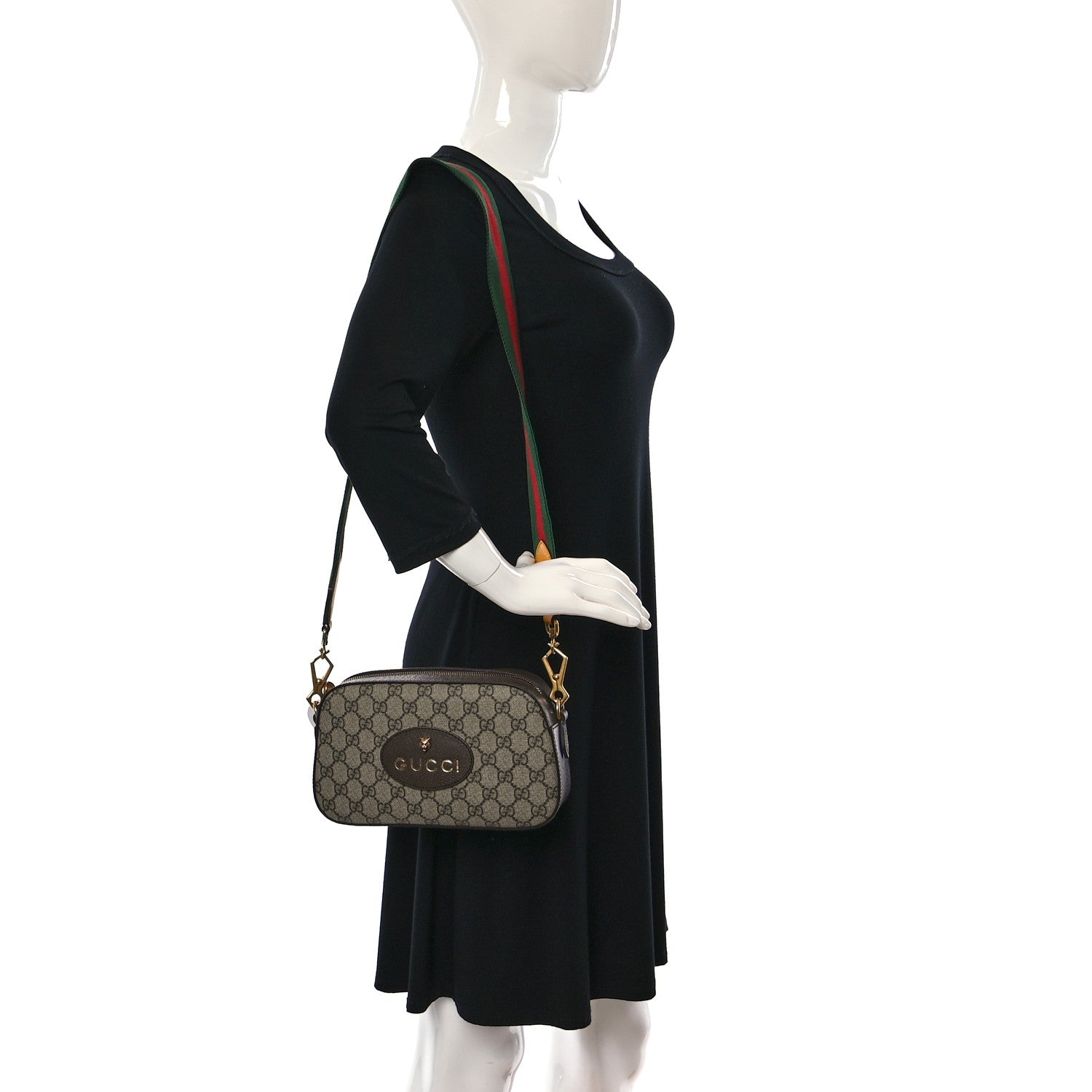 Gucci GG Supreme Monogram Web Neo Vintage Shoulder Bag Beige New Acero Crop 2 of 10