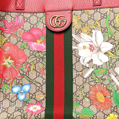 Gucci GG Supreme Monogram Flora Web Large Ophidia Tote Red 10 of 14