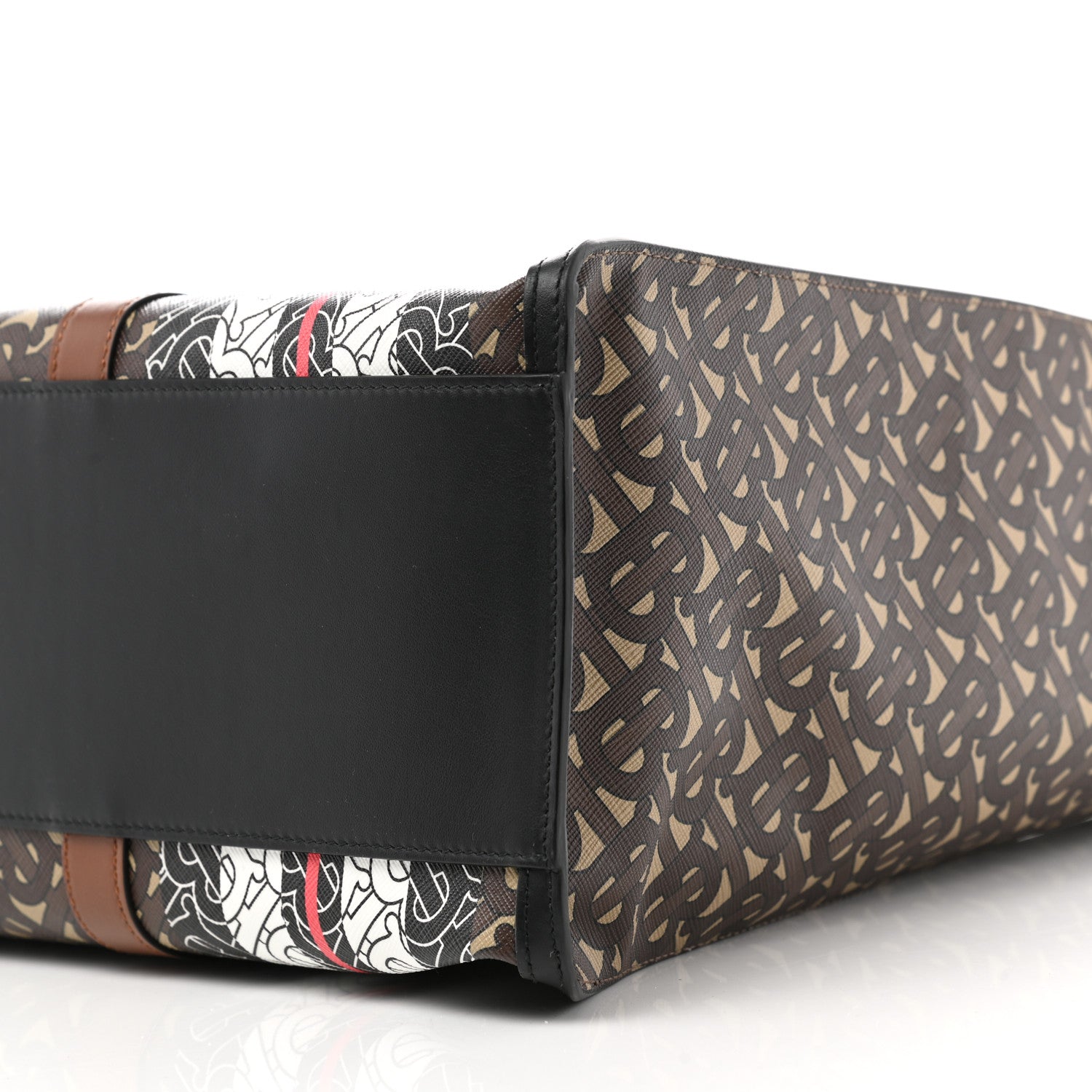 Burberry E-Canvas Monogram Stripe Book Tote Bridle Brown 9 of 9