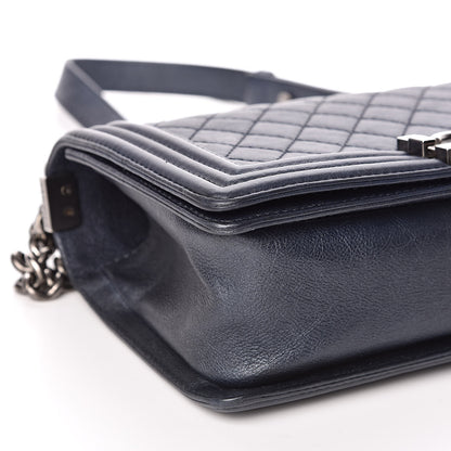 Chanel Calfskin Quilted Medium Boy Flap Dark Navy 8 of 10