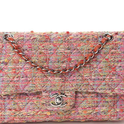Chanel Tweed Quilted Medium Double Flap Pink 10 of 12