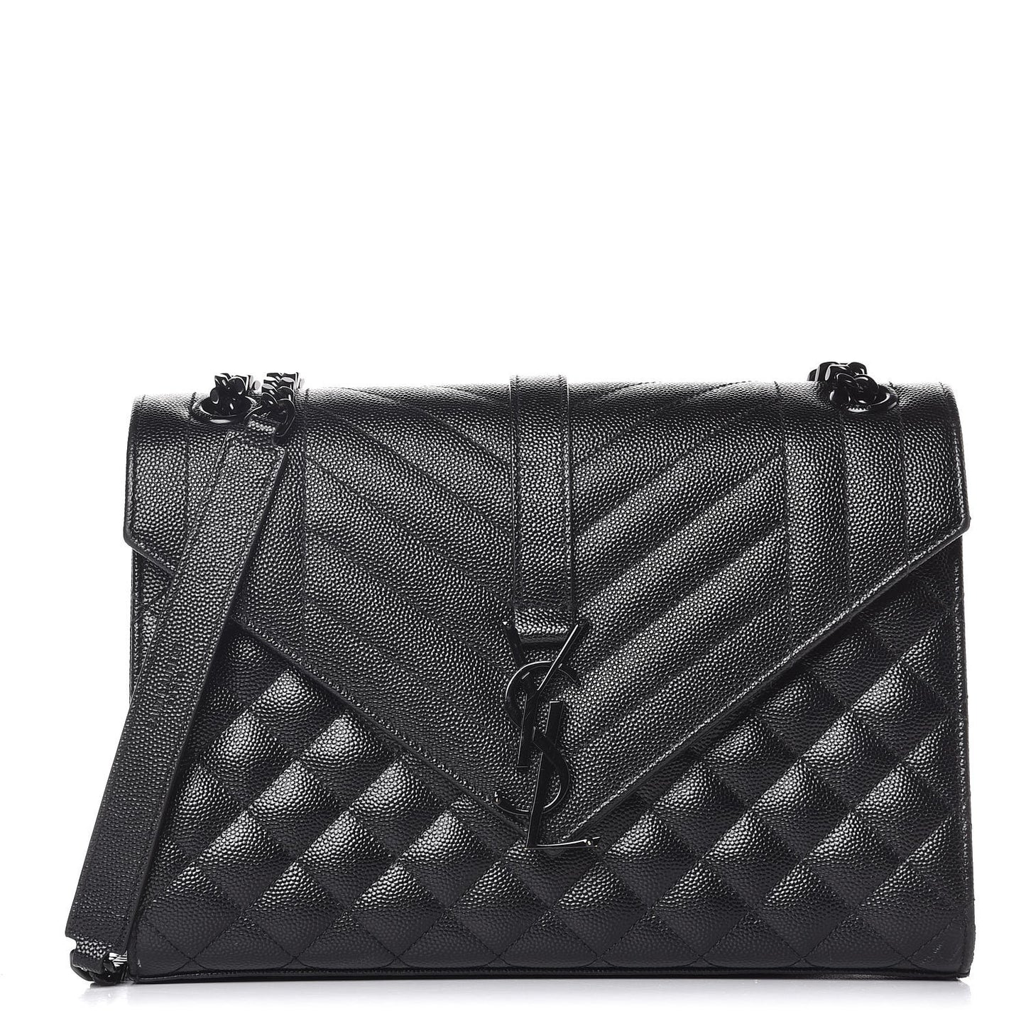Grain De Poudre Textured Mixed Matelasse Triquilt Medium Monogram Satchel Black