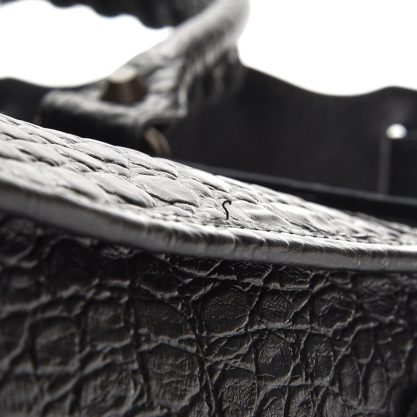 Calfskin Crocodile Embossed Classic Hardware City Black