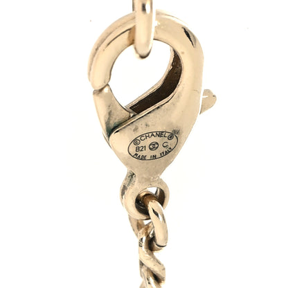 Chanel Crystal Dog Tag Charm Necklace Gold 5 of 5