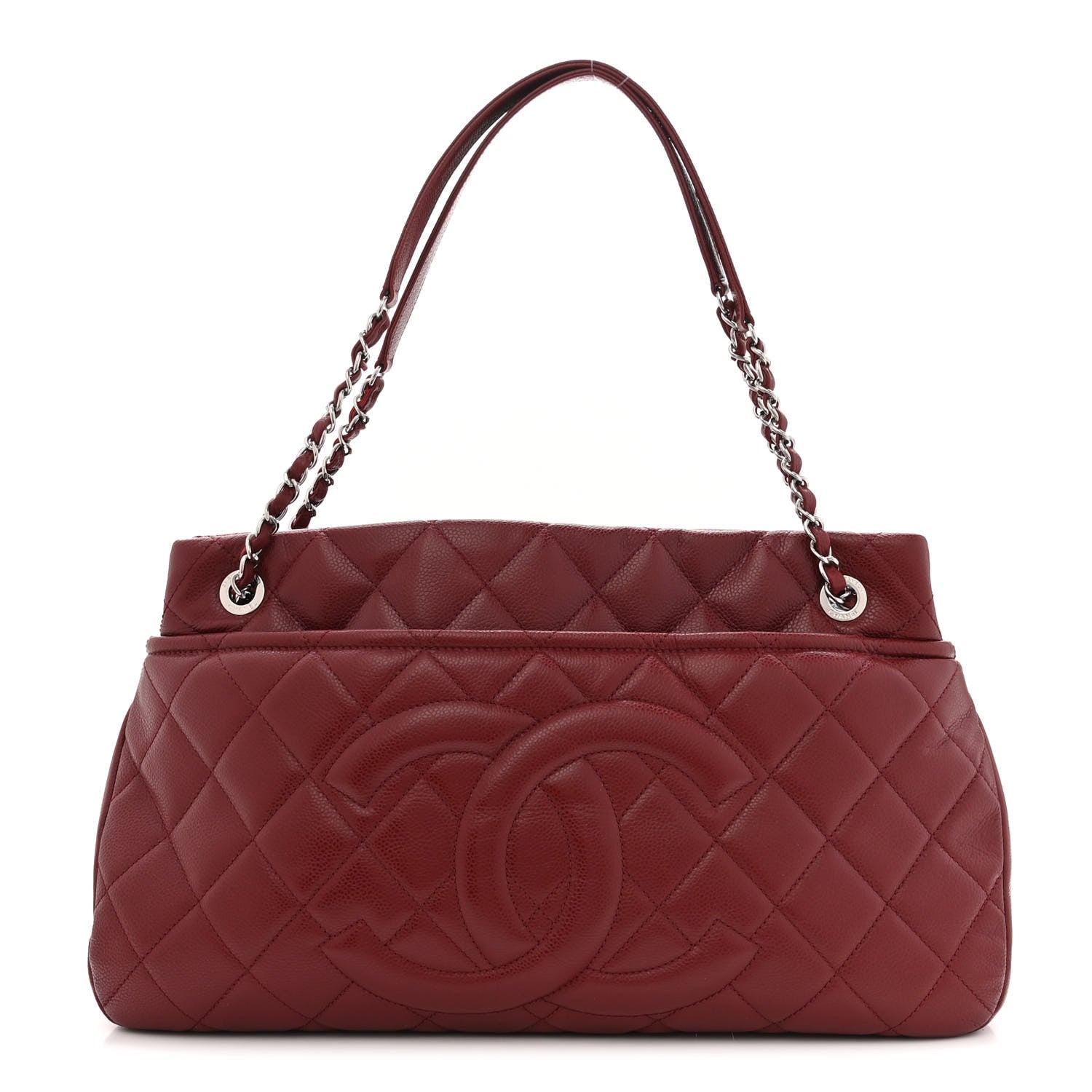 Chanel Caviar Quilted Timeless CC Soft Tote Dark Red 1 of 10