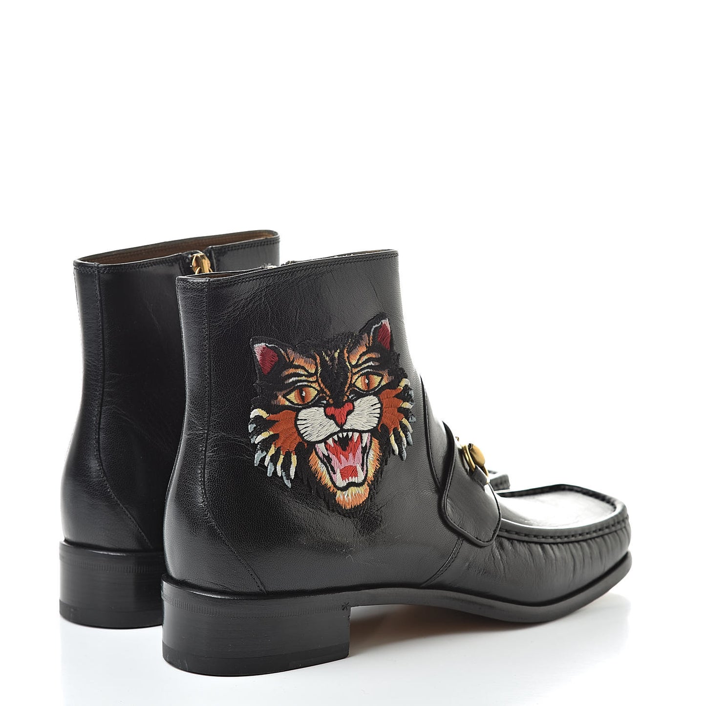 Goatskin UFO Embroidered Mens Horsebit Ankle Boots 8 Black