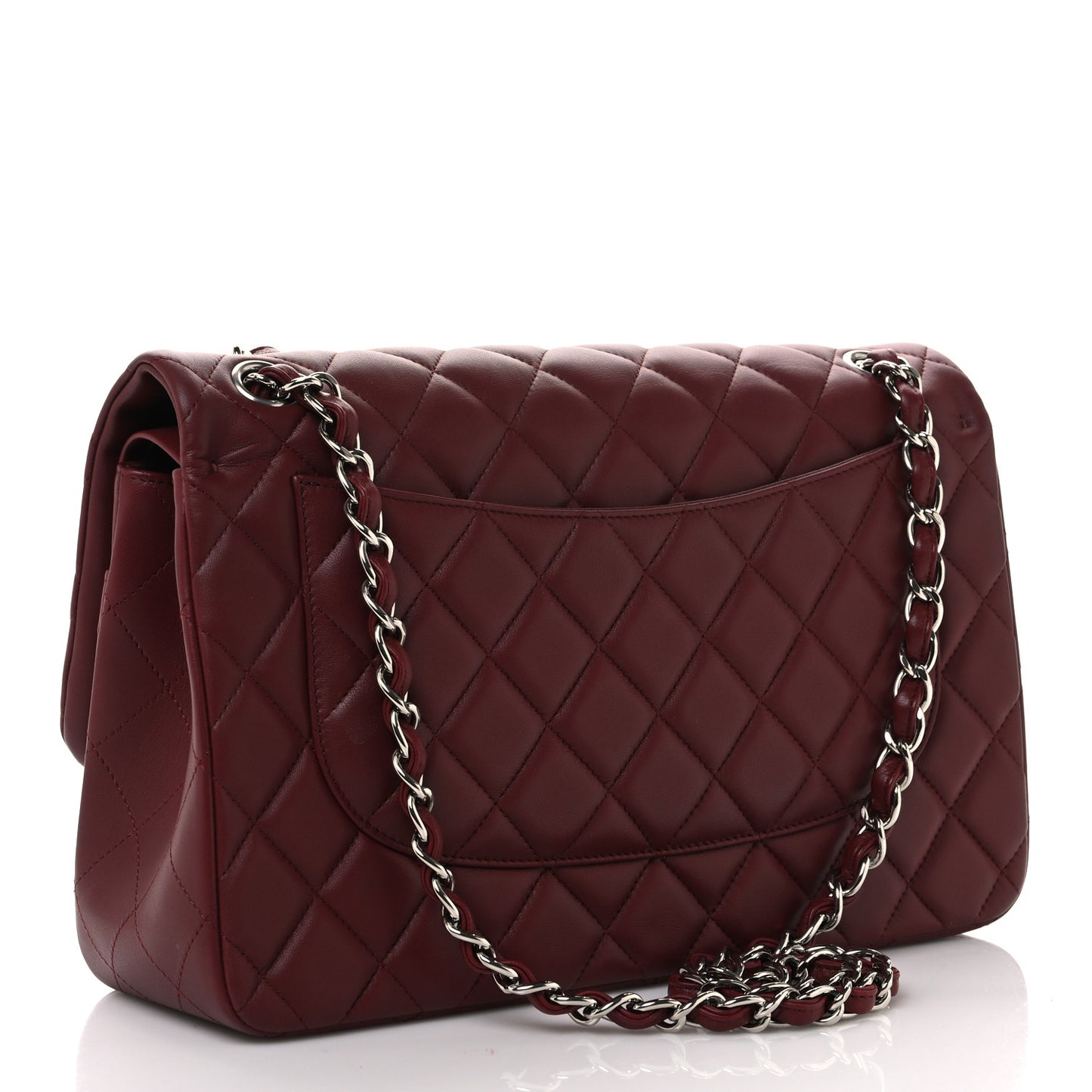 Lambskin Quilted Jumbo Double Flap Burgundy