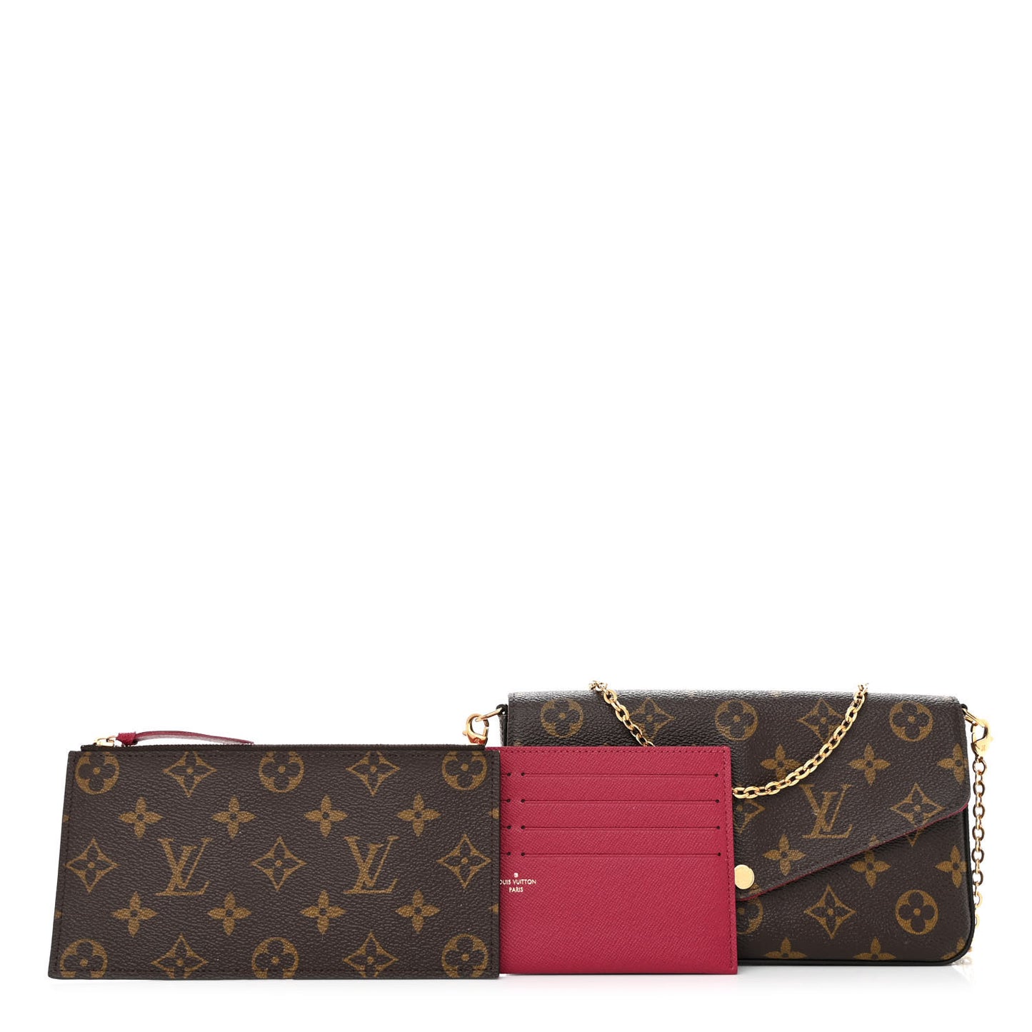 Monogram Pochette Felicie Chain Wallet Fuchsia