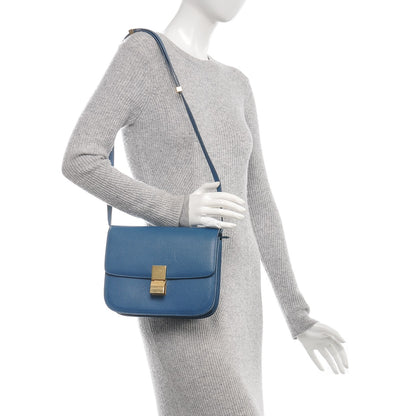 Celine Goatskin Medium Classic Box Flap Bag Deepsea 2 of 7