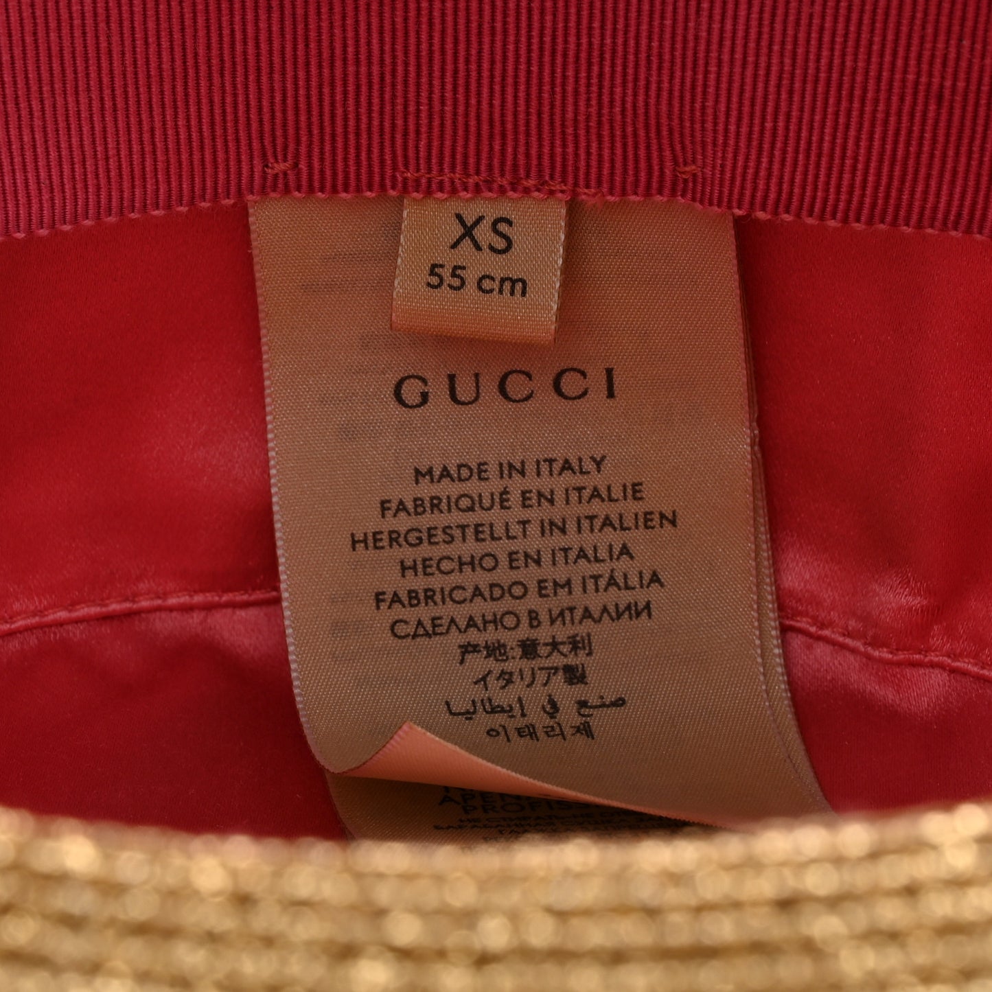 Glittered Straw Grosgrain Wide Brim Hat XS Gold Black