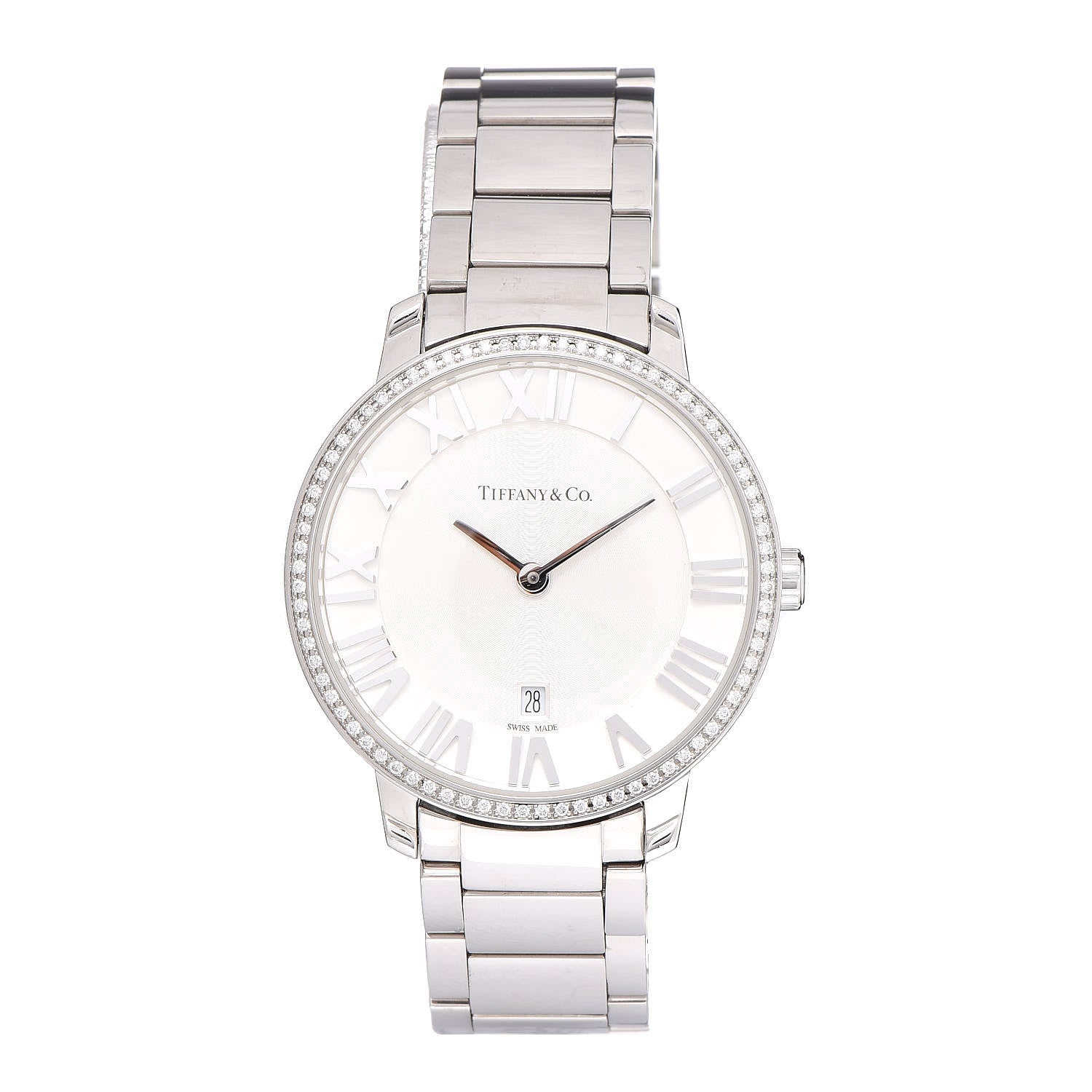 Tiffany Stainless Steel Diamond Bezel 31mm Atlas 2-Hand Quartz Watch 1 of 6