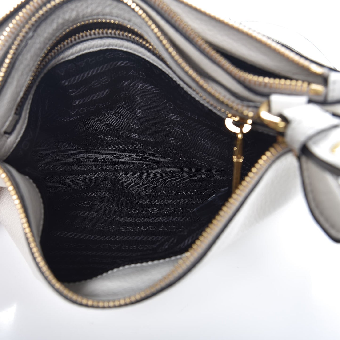 Vitello Phenix Double Zip Crossbody Bag Bianco