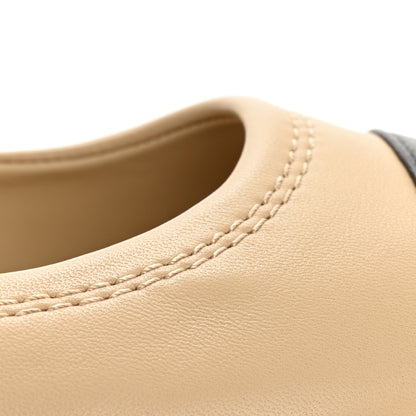Chanel Lambskin Cap Toe CC Uniform Ballerina Flats 37.5 Beige Black 10 of 10