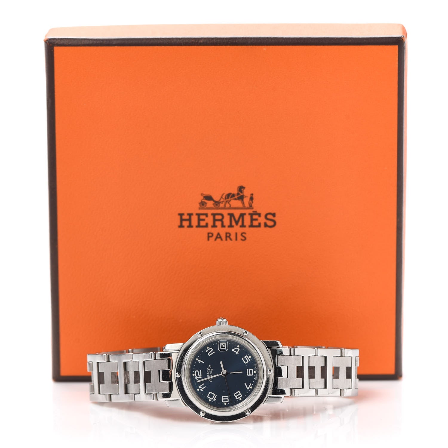 Hermes Stainless Steel 24mm Clipper Quartz Watch Blue 6 of 6