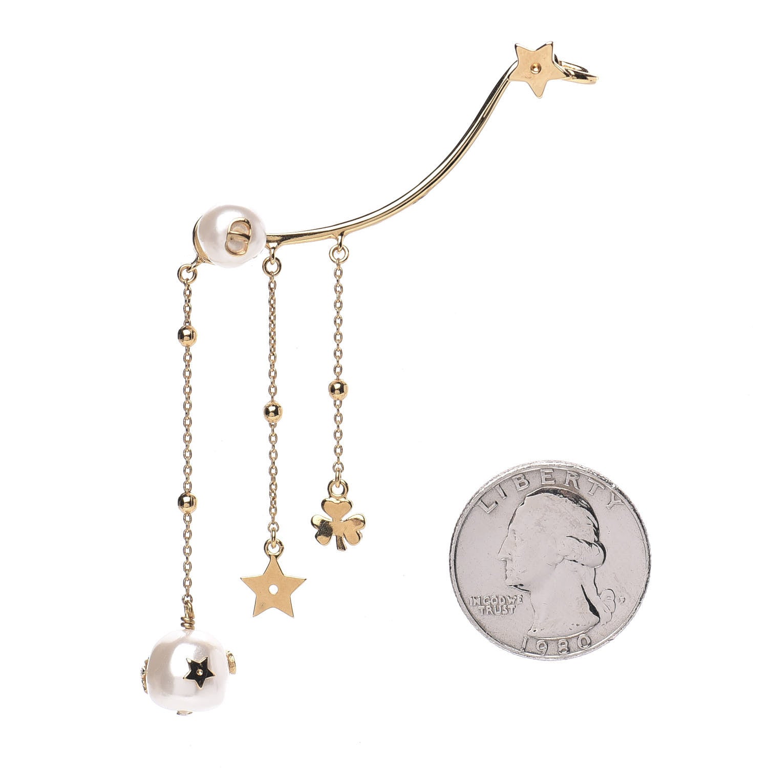 Christian Dior Pearl Shiny-D Earring Gold 2 of 4