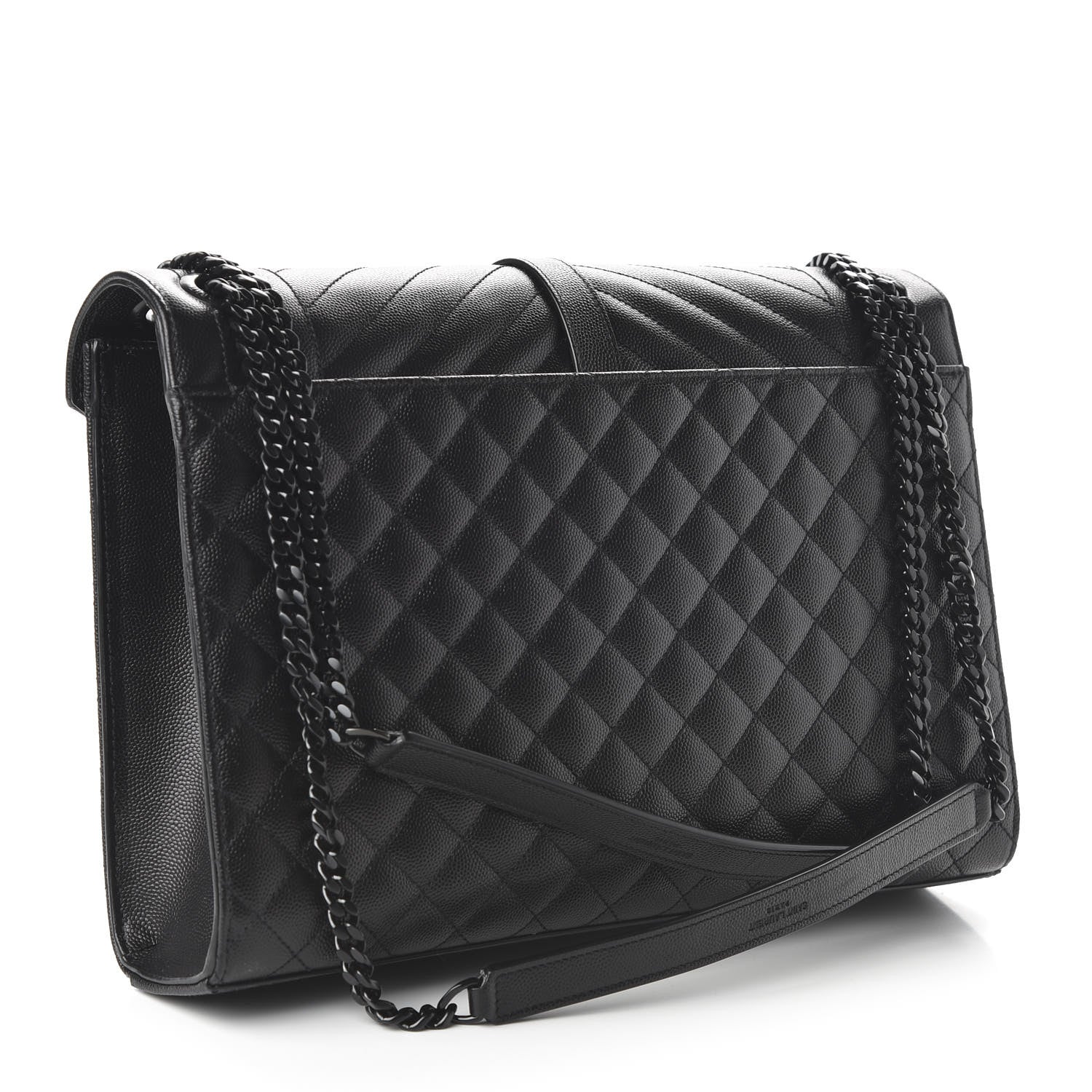 Saint Laurent Grain De Poudre Textured Mixed Matelasse Large Triquilt Monogram Monochrome Satchel Black 3 of 9