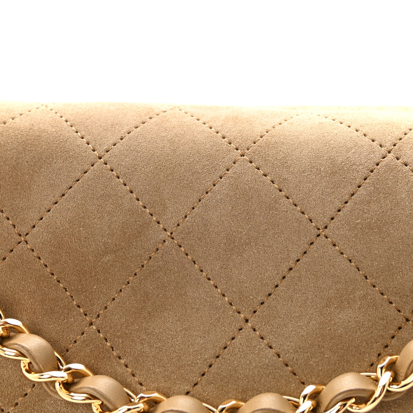 Suede Calfskin Small Souplissimo Maxi Flap Dark Beige
