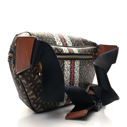 Burberry E-Canvas Monogram Stripe Medium Sonny Bum Bag Bridle Brown 3 of 11