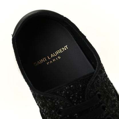 Saint Laurent Calfskin Crystal Glitter Venice Low Top Sneakers 36.5 Black 8 of 11