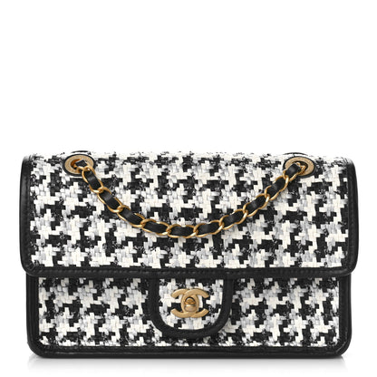 Chanel Metallic Lambskin Viscose Woven Flap Silver Black 1 of 9