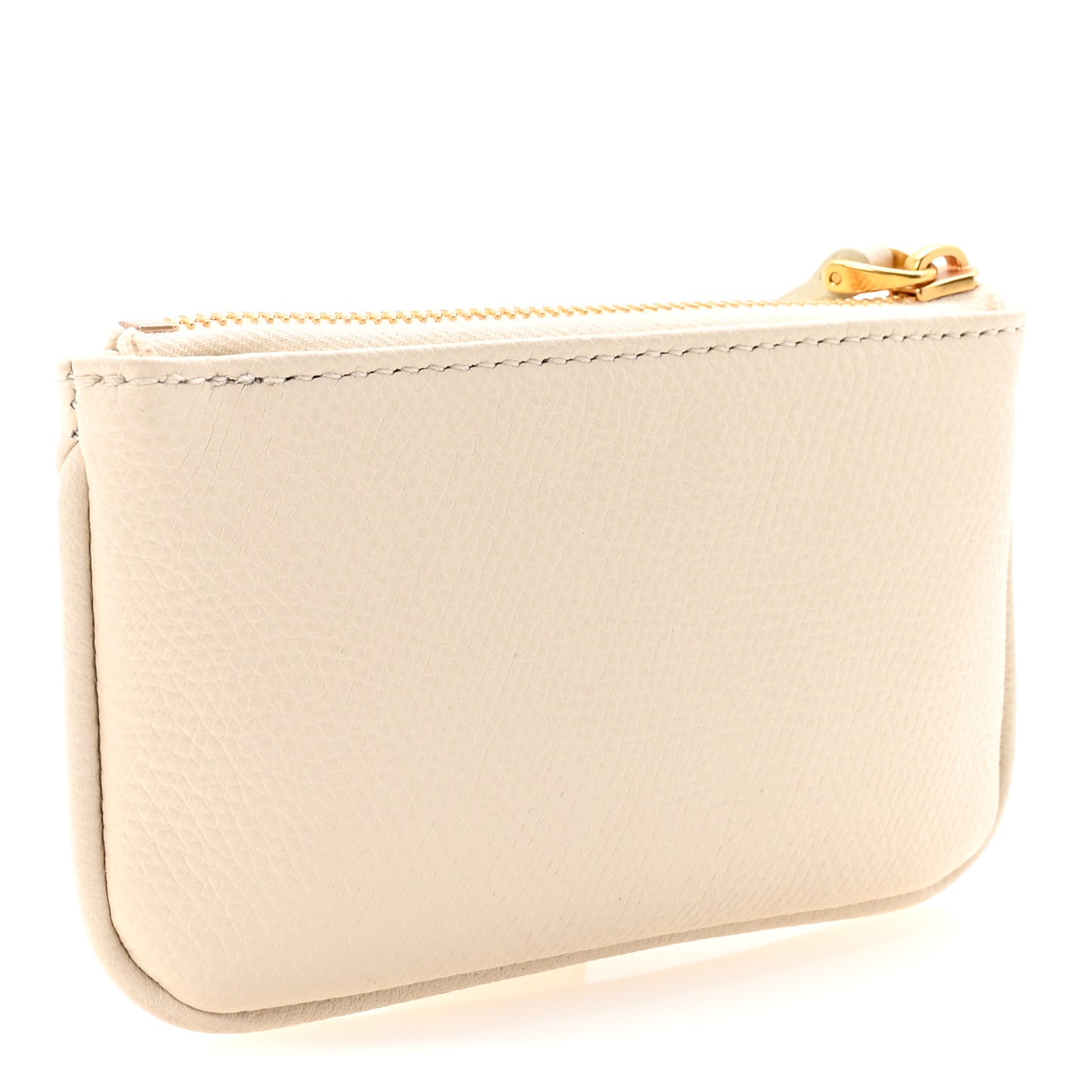 Grainy Calfskin Vlogo Key Ring Light Ivory