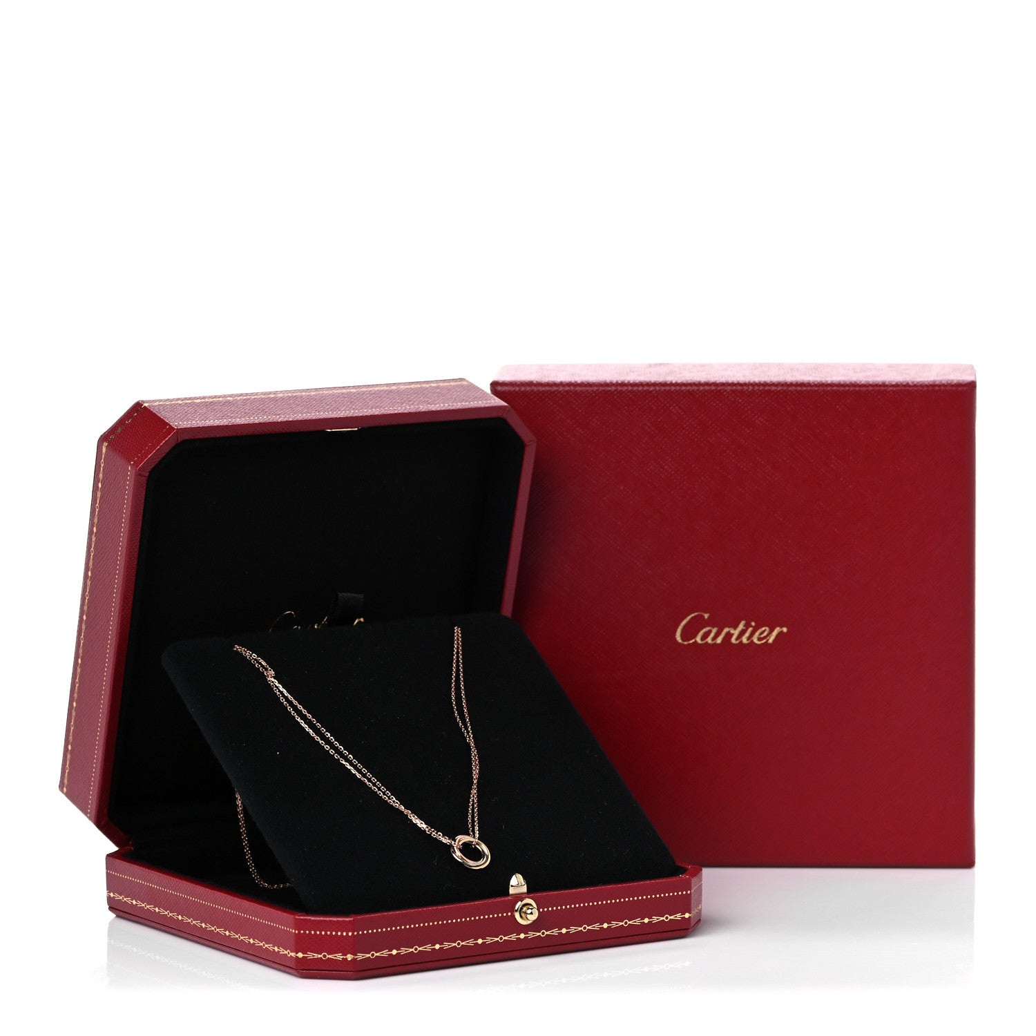 Cartier 18K Pink Yellow White Gold Trinity Double Chain Pendant Necklace 7 of 7
