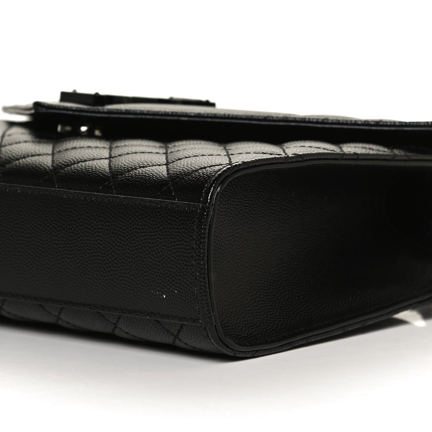 Grain De Poudre Textured Mixed Matelasse Triquilt Medium Monogram Satchel Black