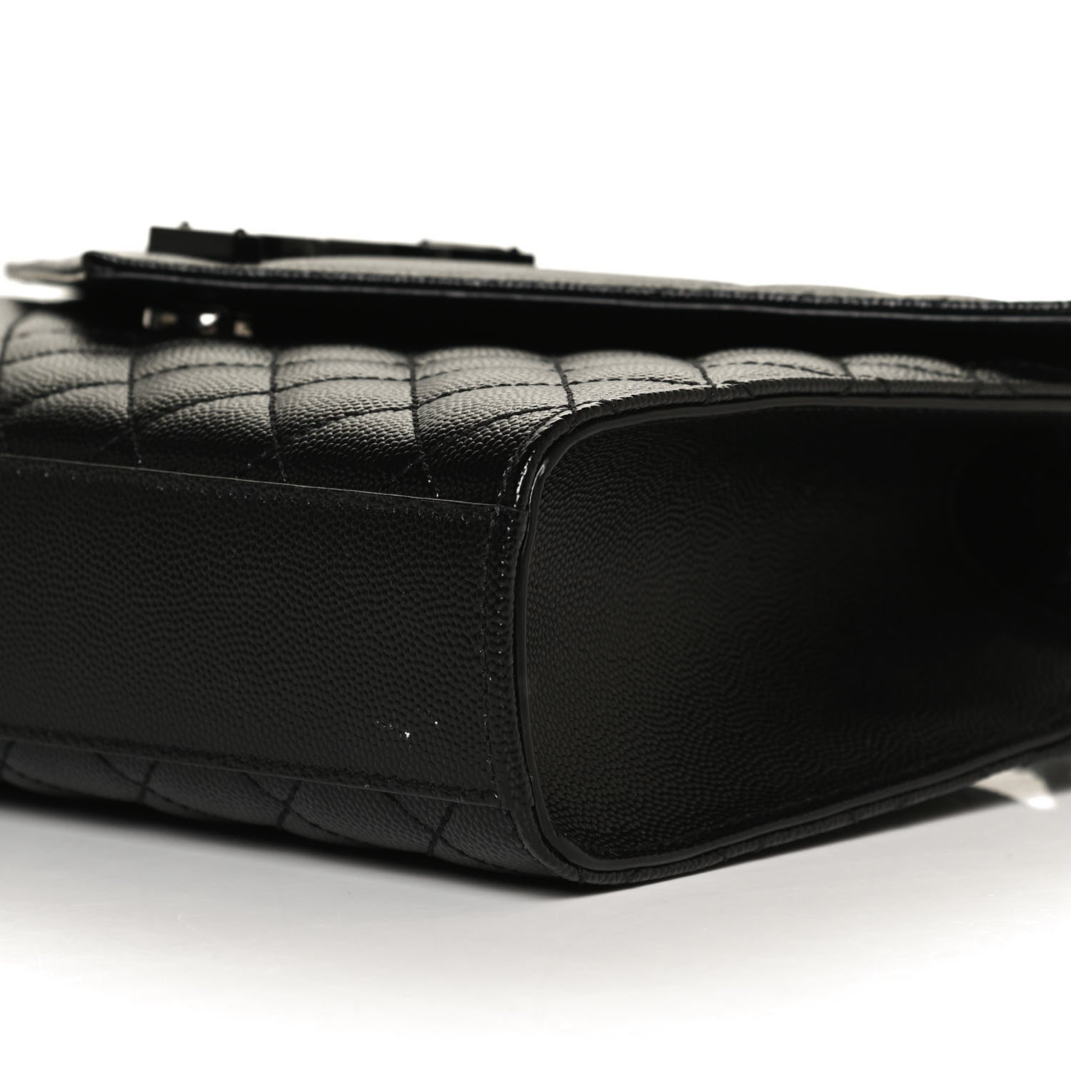 Saint Laurent Grain De Poudre Textured Mixed Matelasse Triquilt Medium Monogram Satchel Black 10 of 12