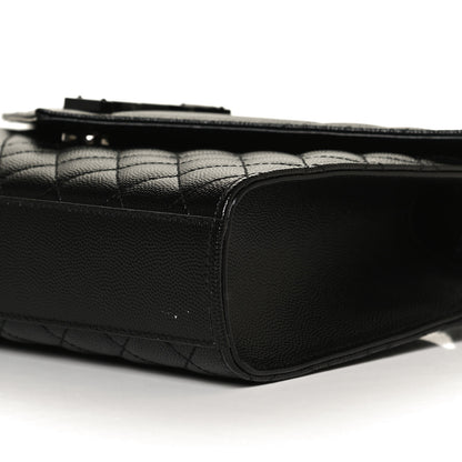 Saint Laurent Grain De Poudre Textured Mixed Matelasse Triquilt Medium Monogram Satchel Black 10 of 12