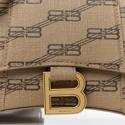 Balenciaga Coated Canvas BB Monogram Hourglass Top Handle Bag XS Beige Brown 8 of 10