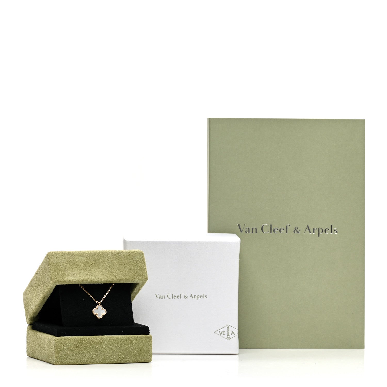 Van Cleef & Arpels 18K Yellow Gold Mother of Pearl Sweet Alhambra Pendant Necklace 6 of 6