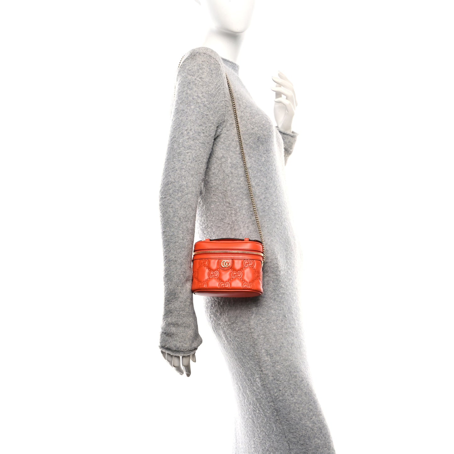 Calfskin GG Matelasse Mini Top Handle Bag Deep Orange