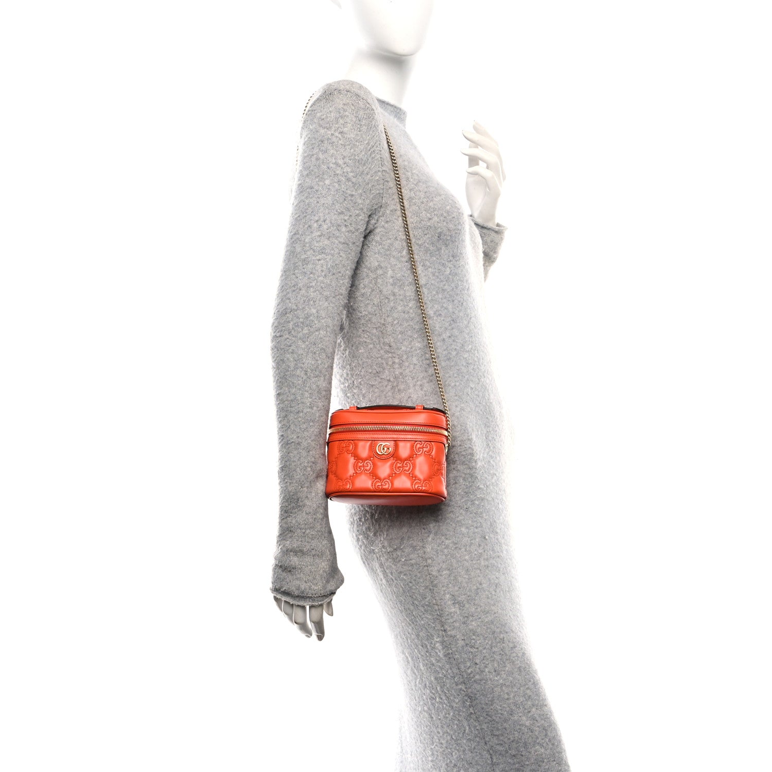 Gucci Calfskin GG Matelasse Mini Top Handle Bag Deep Orange 2 of 10