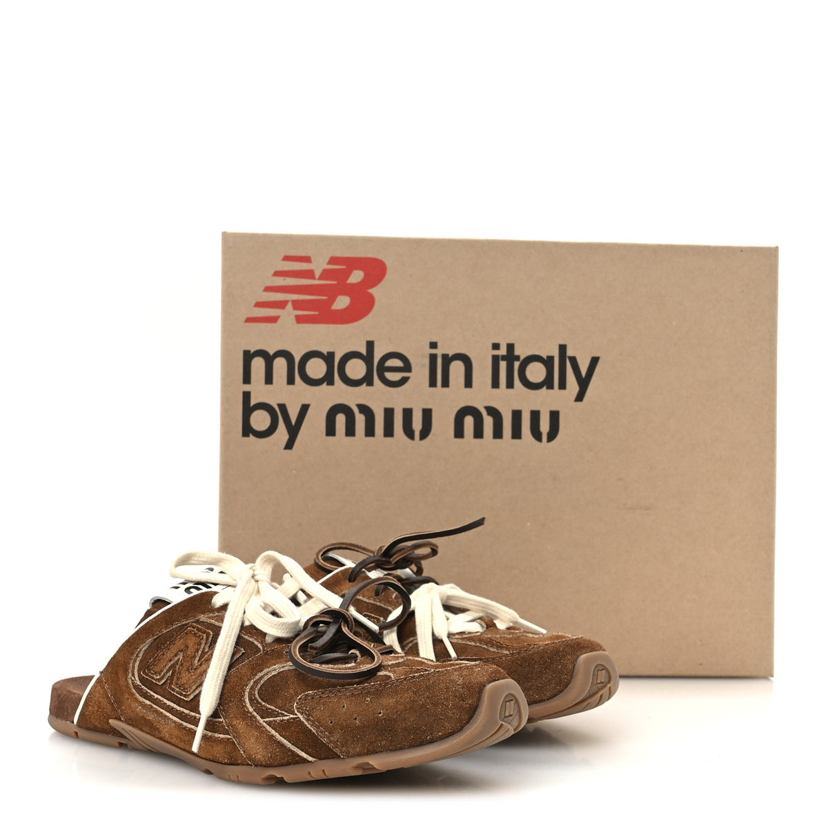 Miu Miu X NEW BALANCE Faded Suede Calfskin 530 SL Slip-On Mules 36.5 Ecru 10 of 10
