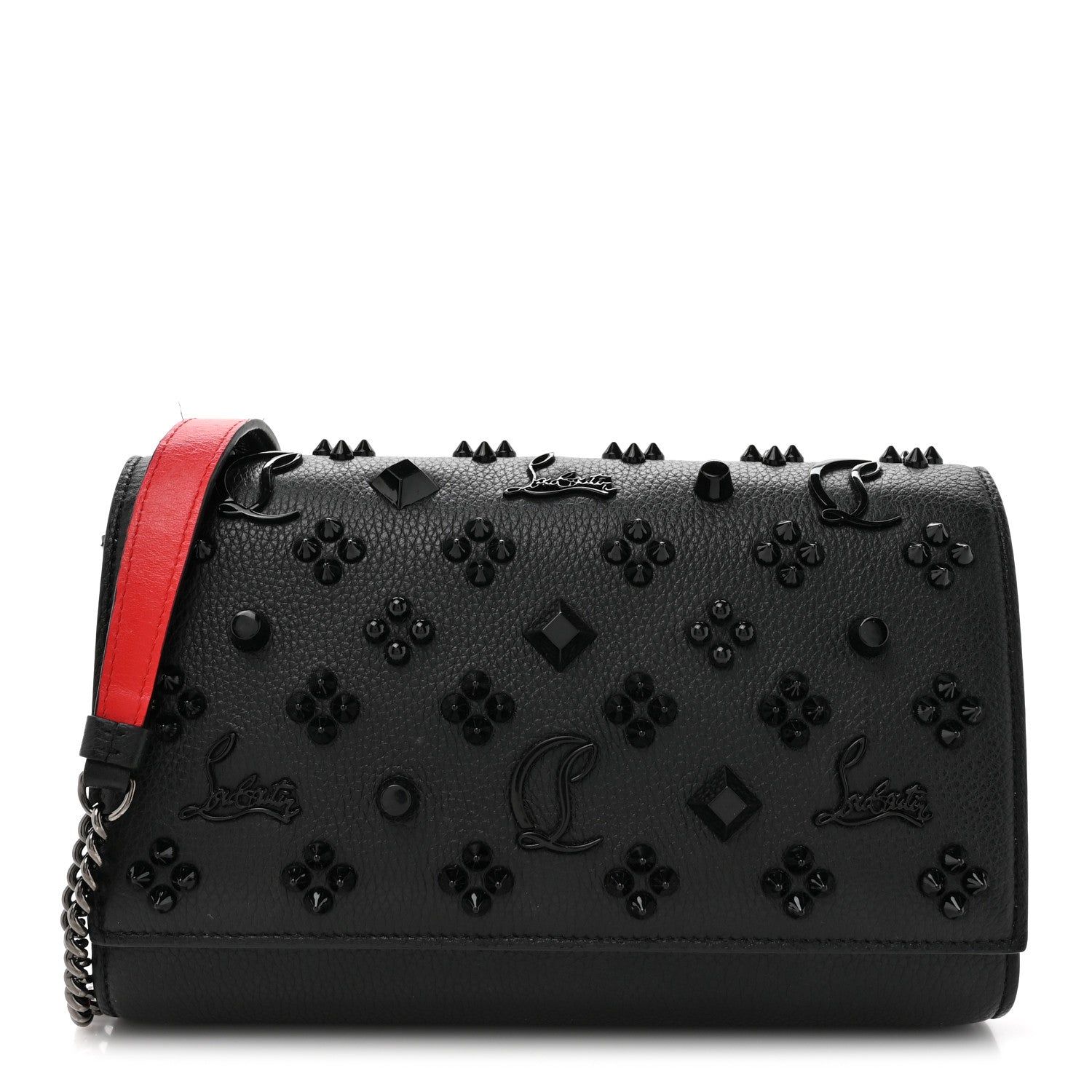 Christian Louboutin Calfskin Spikes Loubinthesky Paloma Clutch Black 1 of 12