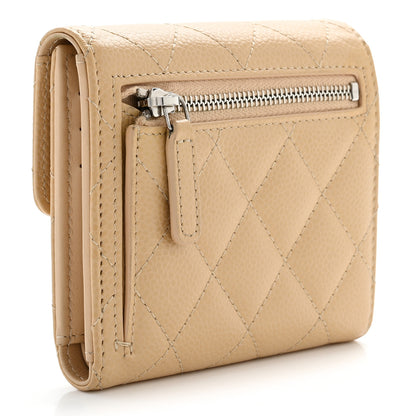 Chanel Caviar Quilted Compact Flap Wallet Beige 3 of 7